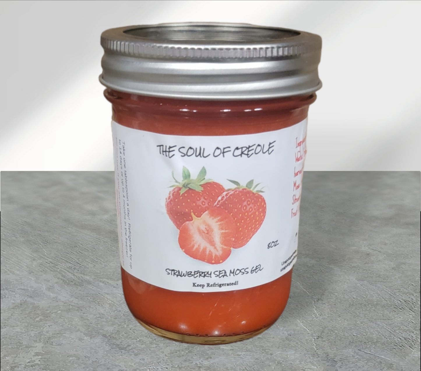 Organic Strawberry Sea Moss Gel 16oz Jar